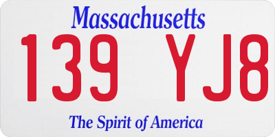 MA license plate 139YJ8