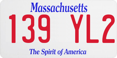 MA license plate 139YL2
