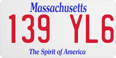 MA license plate 139YL6