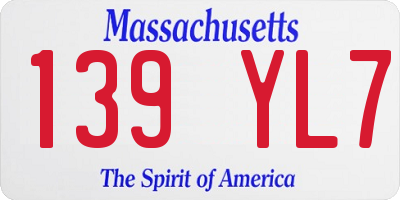MA license plate 139YL7