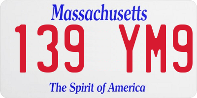MA license plate 139YM9