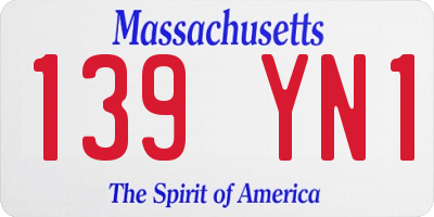 MA license plate 139YN1