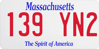 MA license plate 139YN2