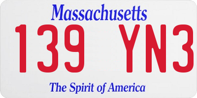 MA license plate 139YN3