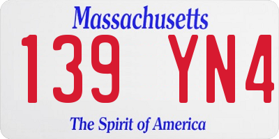 MA license plate 139YN4