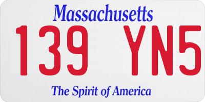 MA license plate 139YN5