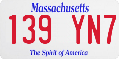 MA license plate 139YN7