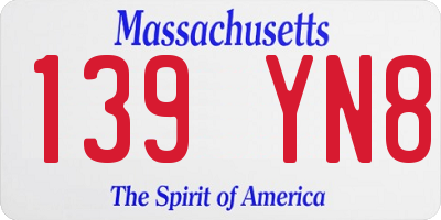 MA license plate 139YN8