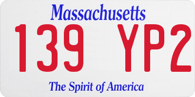 MA license plate 139YP2