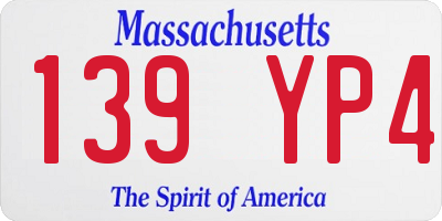 MA license plate 139YP4