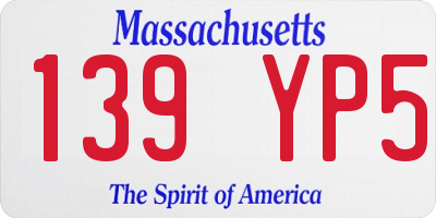 MA license plate 139YP5