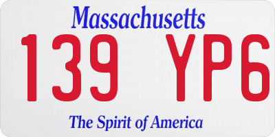 MA license plate 139YP6