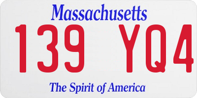 MA license plate 139YQ4