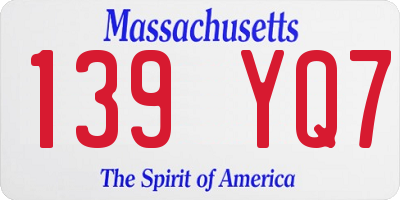 MA license plate 139YQ7