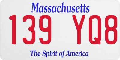 MA license plate 139YQ8