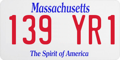 MA license plate 139YR1
