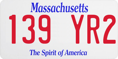 MA license plate 139YR2