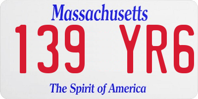MA license plate 139YR6