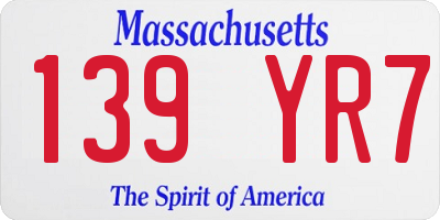 MA license plate 139YR7