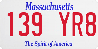 MA license plate 139YR8