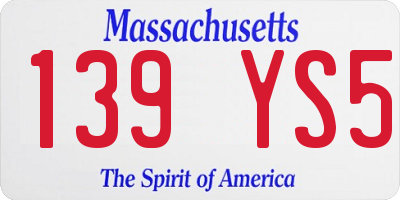 MA license plate 139YS5