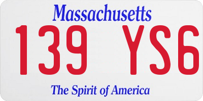 MA license plate 139YS6