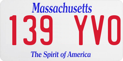 MA license plate 139YV0