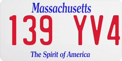 MA license plate 139YV4