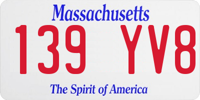 MA license plate 139YV8