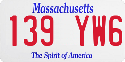 MA license plate 139YW6