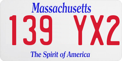 MA license plate 139YX2