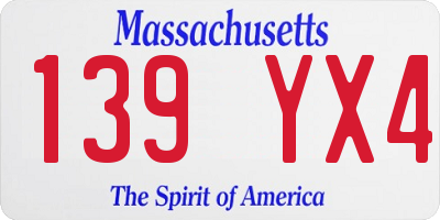 MA license plate 139YX4
