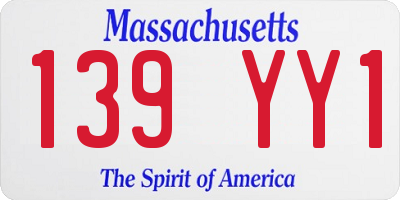 MA license plate 139YY1