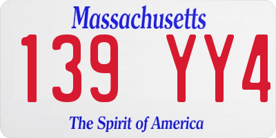 MA license plate 139YY4