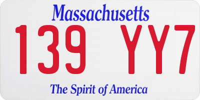 MA license plate 139YY7