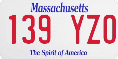 MA license plate 139YZ0