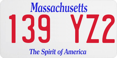 MA license plate 139YZ2