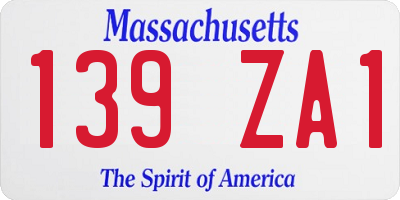 MA license plate 139ZA1