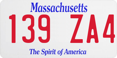 MA license plate 139ZA4