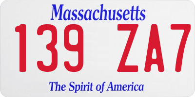 MA license plate 139ZA7