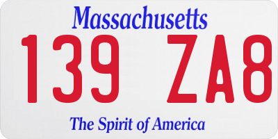 MA license plate 139ZA8