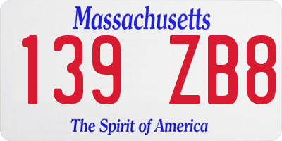 MA license plate 139ZB8