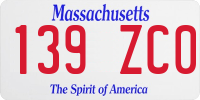 MA license plate 139ZC0