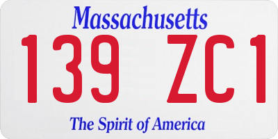 MA license plate 139ZC1