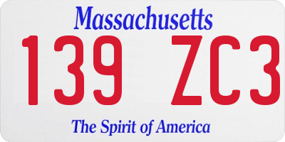MA license plate 139ZC3