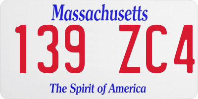 MA license plate 139ZC4