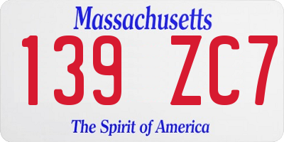 MA license plate 139ZC7