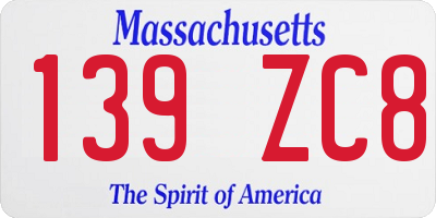MA license plate 139ZC8