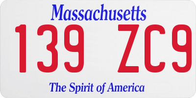 MA license plate 139ZC9