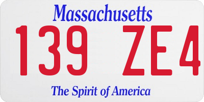 MA license plate 139ZE4